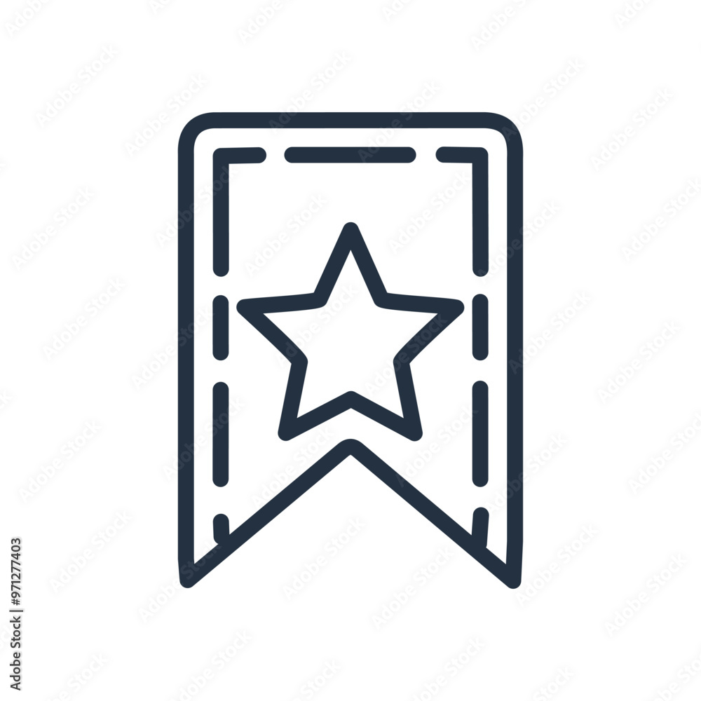 Star bookmark icon. Outline icon of a bookmark with a star in the center, representing favorite, best, or top-rated. Star bookmark icon. Outline icon of a bookmark with a star in the center, representing favorite, best, or top-rated.
