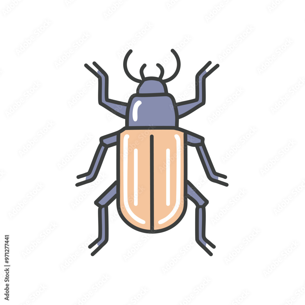 Cartoon beetle icon. Simple cartoon illustration of a beetle with six legs. The insect is shown from above. Cartoon beetle icon. Simple cartoon illustration of a beetle with six legs. The insect is shown from above.
