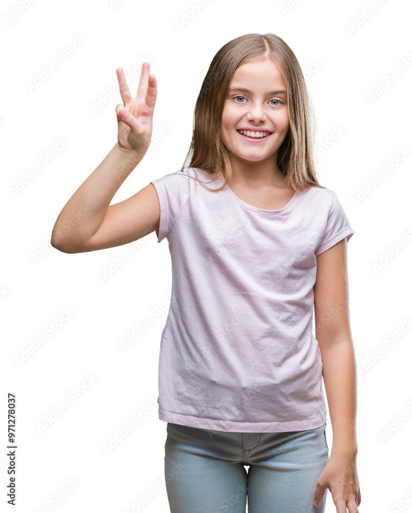 Young beautiful girl over isolated background showing and pointing up with fingers number three while smiling confident and happy. Young beautiful girl over isolated background showing and pointing up with fingers number three while smiling confident and happy.
