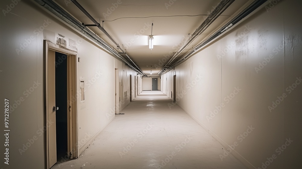 Empty Hallway with White Walls and Doors - Minimalist Interior Design Empty Hallway with White Walls and Doors - Minimalist Interior Design