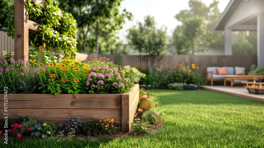 Natural sunlight highlighting vibrant plants and flowers Natural sunlight highlighting vibrant plants and flowers