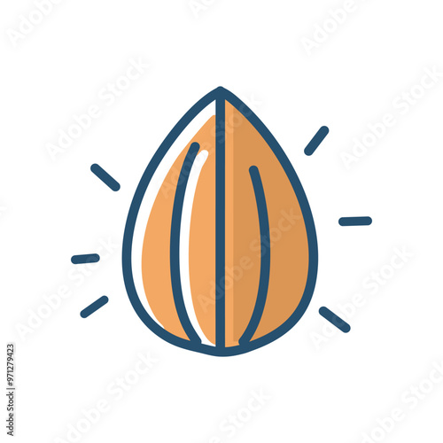Healthy almond nut. Single almond nut icon, symbolizing healthy snacking and nutrition.