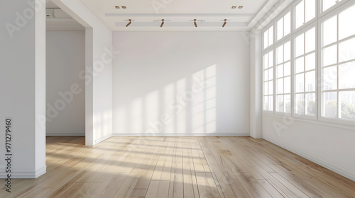 Wallpaper Mural Bright living room interior with white empty wall. Generative Ai. Torontodigital.ca