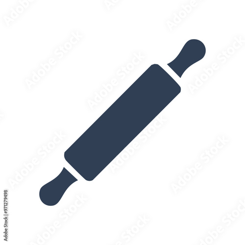 Rolling pin icon. Simple silhouette of a rolling pin, ideal for culinary and bakery-themed projects.