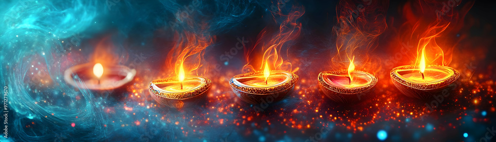 Abstract Digital Art of Glowing Diwali Lanterns & Intricate Patterns - Cultural Gathering Concept Showcasing Modern and Traditional Elements in Celebrations Abstract Digital Art of Glowing Diwali Lanterns & Intricate Patterns - Cultural Gathering Concept Showcasing Modern and Traditional Elements in Celebrations