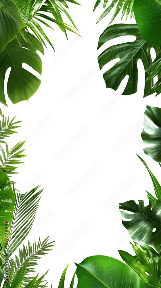 Green tropical leaves frame Green tropical leaves frame