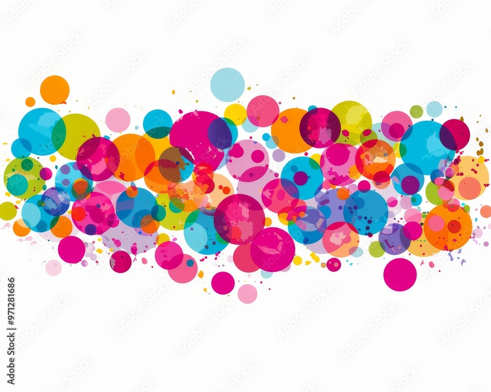 A vibrant abstract background featuring colorful circles and splatters. Perfect for celebrations, events, and designs needing a pop of color.