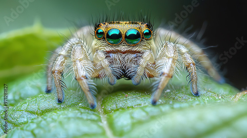 cute smile so fat baby adorable jumping spider its big eyes on leaf, Sparkling eyes, playful, Pleading eye