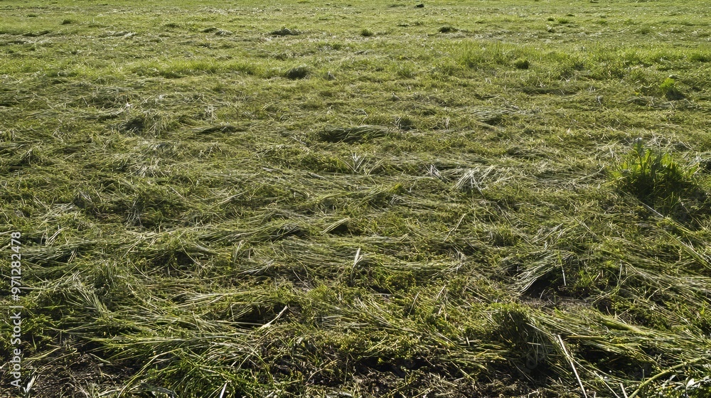 Mowed grass with debris Mowed grass with debris