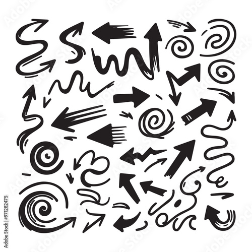  a set of hand-drawn arrow vectors.