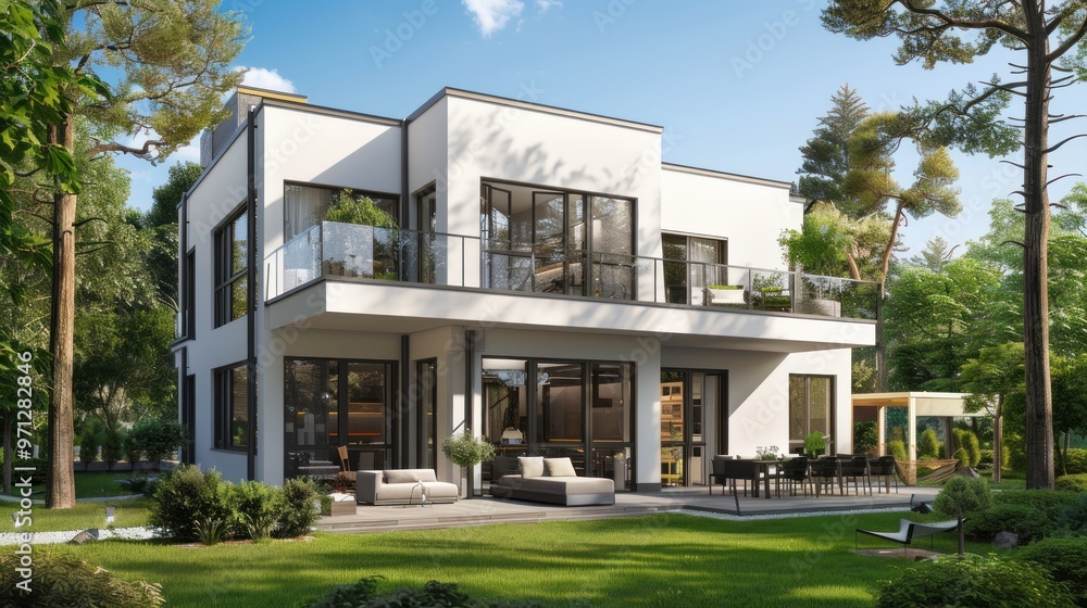 Modern House in a Lush Garden Modern House in a Lush Garden