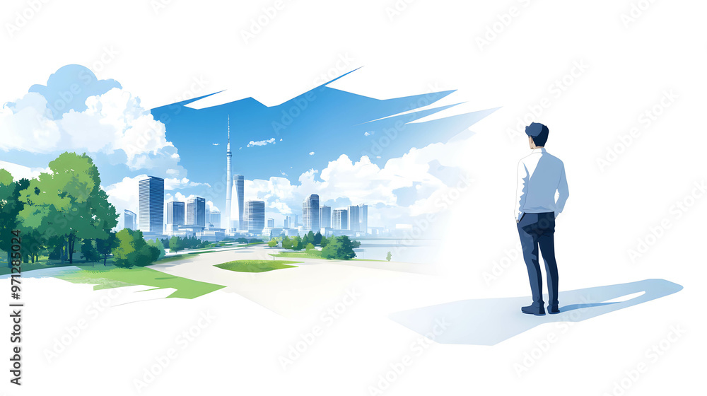 Real estate development and prime land location. A person inspecting an empty plot of land, envisioning real estate development. Real estate development and prime land location. A person inspecting an empty plot of land, envisioning real estate development.