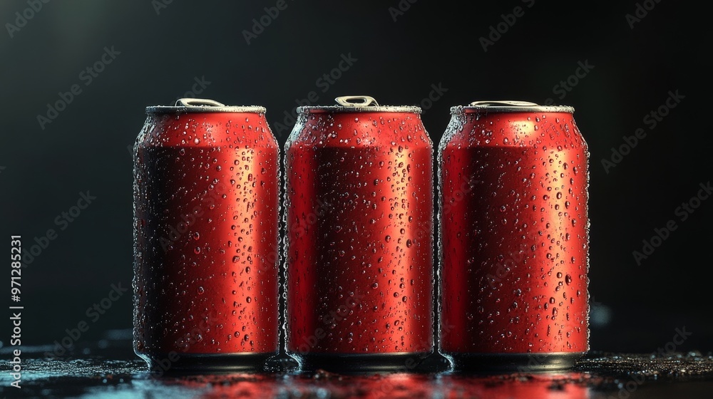 Frosty cans with beads of moisture Frosty cans with beads of moisture