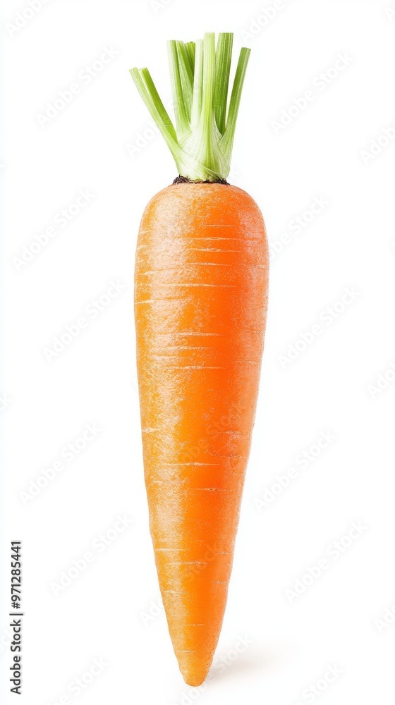 Freshly Harvested Carrot With Green Tops Against a White Background in Natural Lighting Freshly Harvested Carrot With Green Tops Against a White Background in Natural Lighting