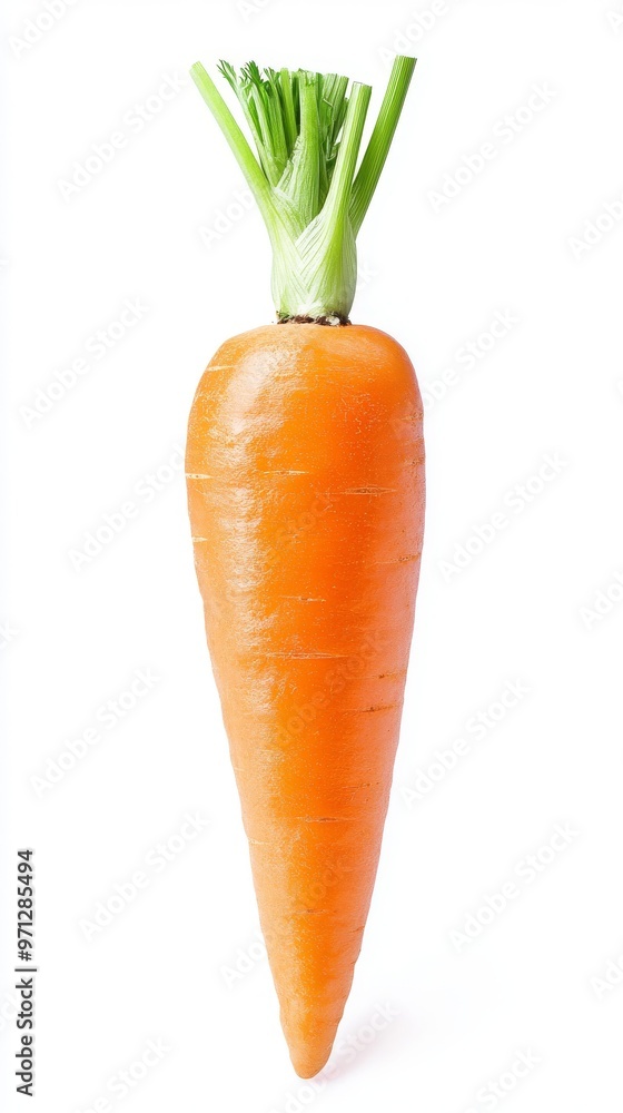 Freshly Harvested Carrot With Green Tops Against a White Background in Natural Lighting Freshly Harvested Carrot With Green Tops Against a White Background in Natural Lighting