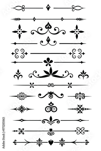 Elegant divider ornaments vector illustration featuring intricate designs perfect for borders, invitations, and decorative projects.