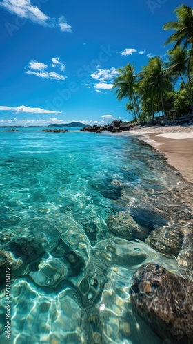 Crystal clear water on a tropical beach.