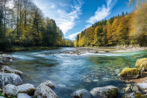 Areuse, Fluss im Neuenburger Jura, Schweiz, Panorama photo