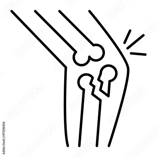 knee fracture outline icon