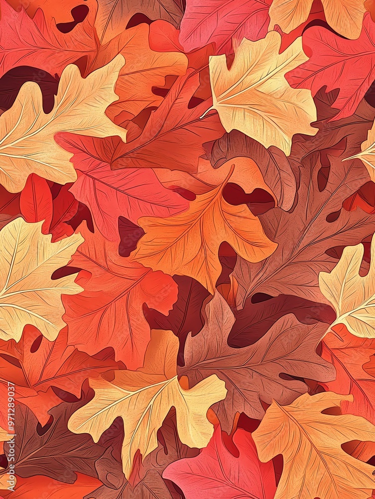 Fototapeta premium Autumn Maple Leaf layered Seamless Pattern Illustration hand drawn watercolor