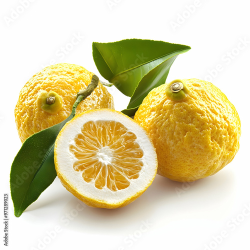 Yuzu Orange fruit on White backghround. Sweet Yuzu Orange fruit isolate on white photo