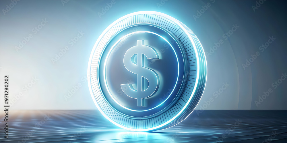 3D Glowing Abstract Coin and Dollar Sign: Modern Digital Art Piece for Finance and Tech Banners Enhancing Digital Currency Profits 3D Glowing Abstract Coin and Dollar Sign: Modern Digital Art Piece for Finance and Tech Banners Enhancing Digital Currency Profits