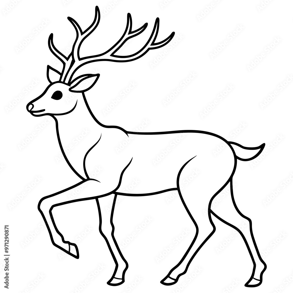 Obraz premium Hand draw Deer vector, line art, silhouette ,black and white
