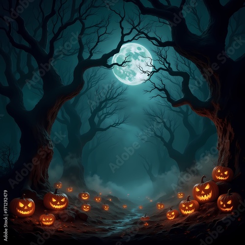 Wallpaper Mural "Enchanted Halloween Forest at Night Torontodigital.ca