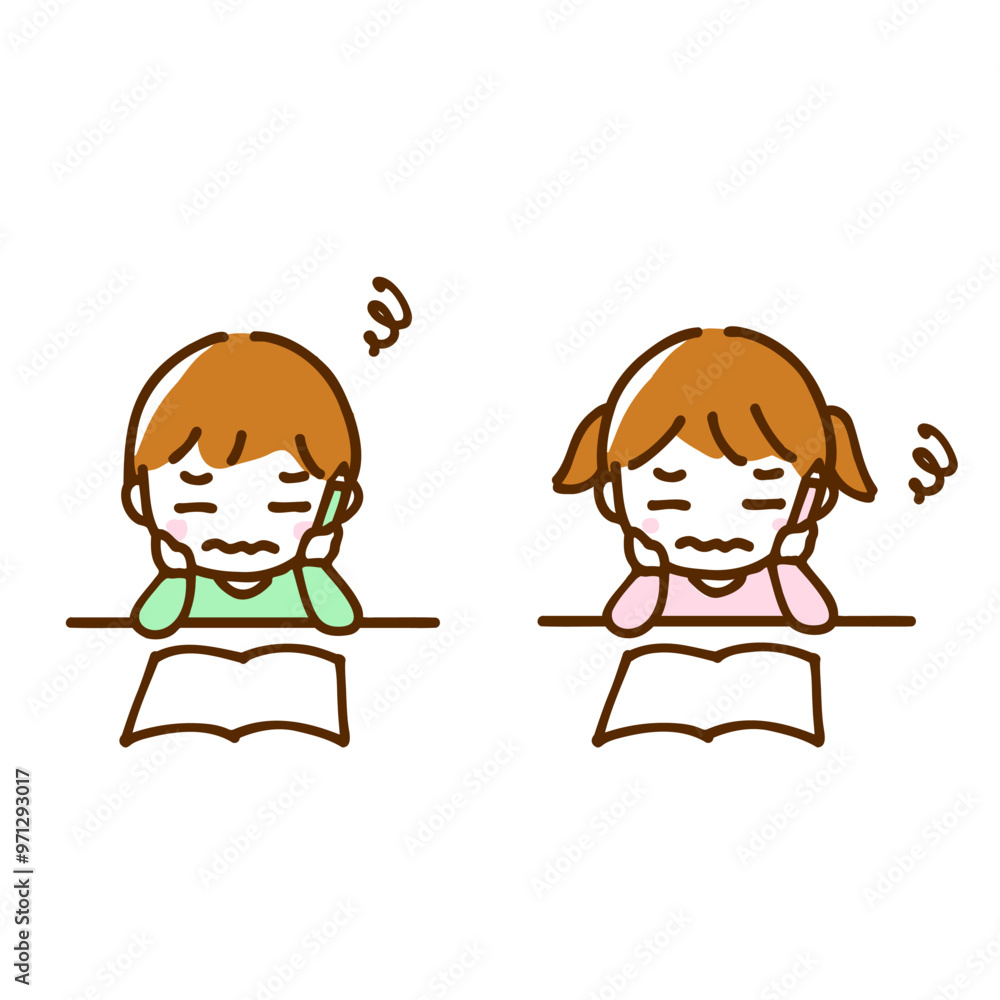 Clip art of boy and girl who hate studying Clip art of boy and girl who hate studying