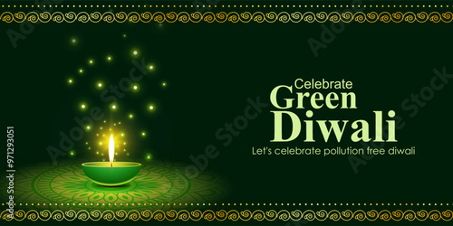 Vector illustration of Happy Green Diwali social media feed template
