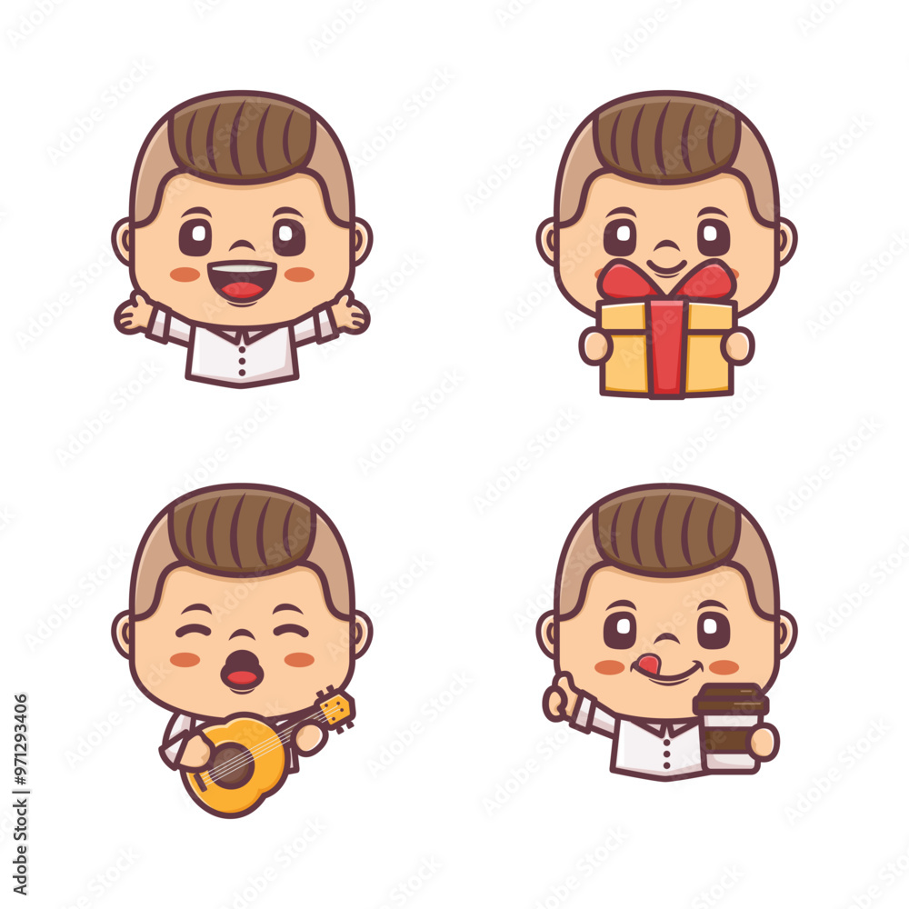 cute cartoon character with different poses and expressions cute cartoon character with different poses and expressions