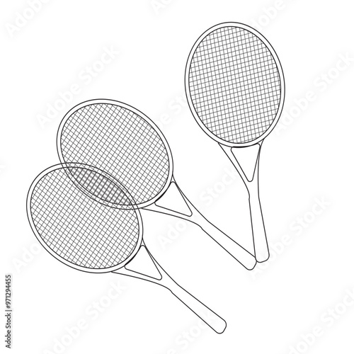 Tennis racket illustration. Sport club item or symbol.