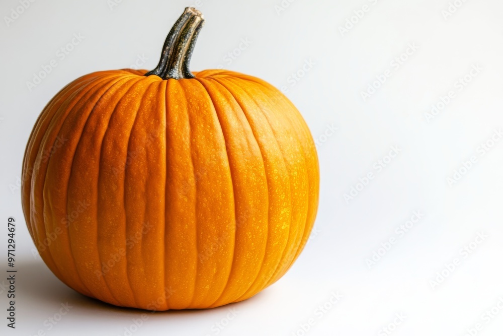 Bright Orange Pumpkin on a White Background, Ideal for Autumn Decor and Festivities Bright Orange Pumpkin on a White Background, Ideal for Autumn Decor and Festivities