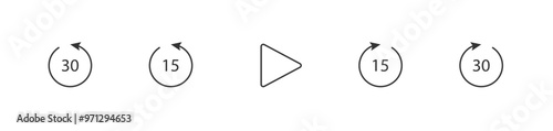 Rewind and fast forward icons. Play button set. Isolated vector
