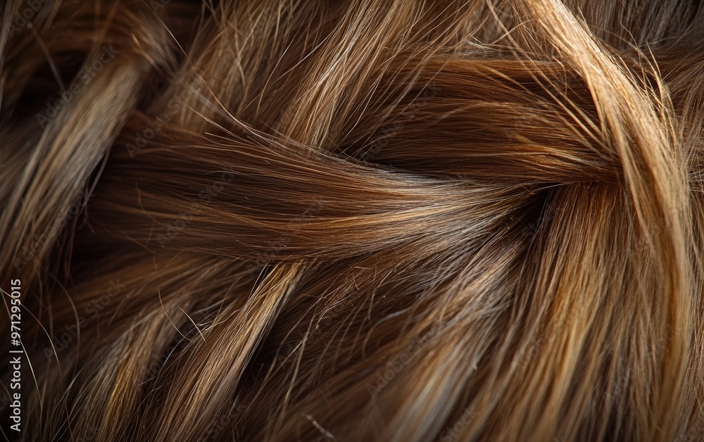 Fototapeta premium Long and beauty woman hair texture background wallpaper. Wave and shiny well-groomed hair. 