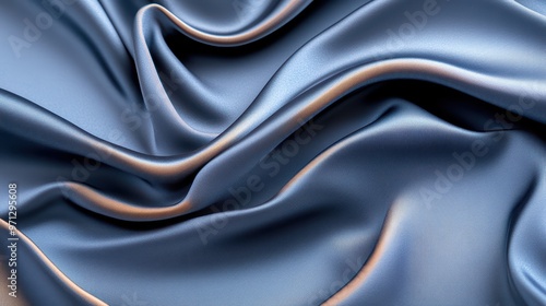 Luxurious blue satin fabric with smooth texture, perfect for elegant designs and backgrounds in fashion, home decor, or photography. photo