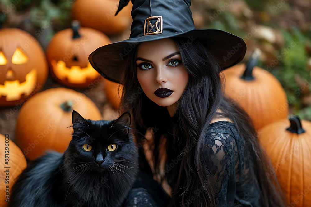 a very beautiful girl in a hat and a witch costume, dressed for Halloween
a very beautiful girl in a hat and a witch costume, dressed for Halloween