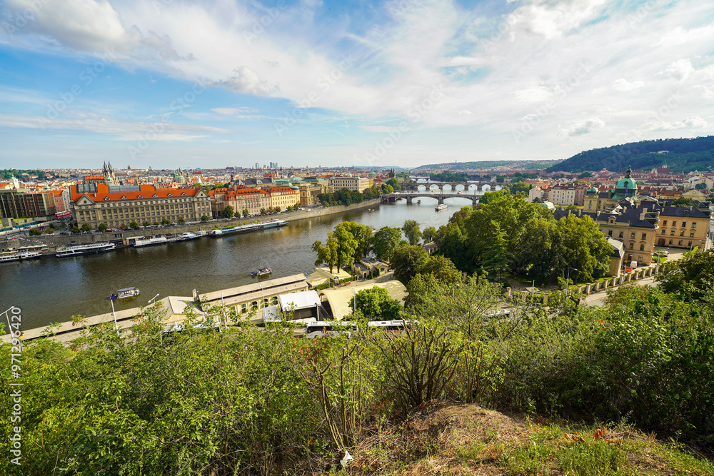 panoramic view of Prague from Letna Hill park panoramic view of Prague from Letna Hill park