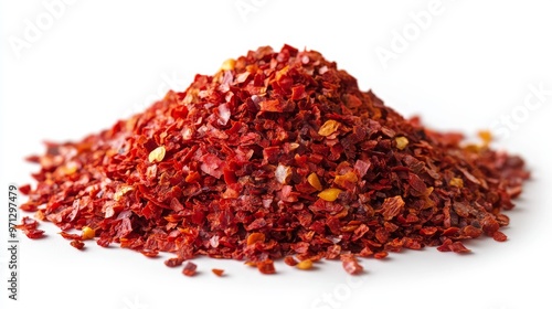 Pile of Red Chili Flakes on a Clean Surface Ready for Use in Culinary Dishes and Recipes