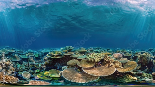 Underwater Paradise: Vibrant Coral Reef with Sunbeams