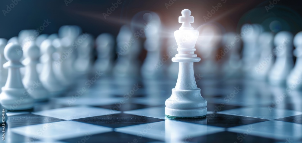 A close-up of a white chess king on a dark board, symbolizing strategy, victory, and the captivating world of chess. A close-up of a white chess king on a dark board, symbolizing strategy, victory, and the captivating world of chess.