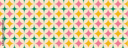 50s Mid Century Modern Seamless Pattern, Vector Pattern