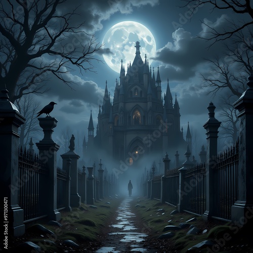 Wallpaper Mural Ominous Halloween Graveyard Torontodigital.ca