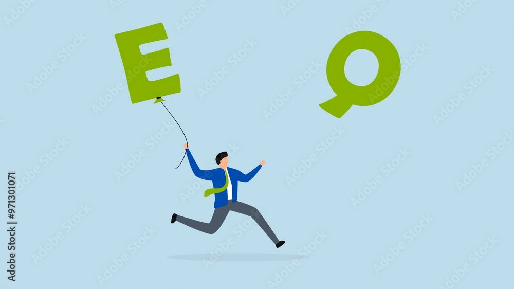 QE tapering FED, 4k animation of Frantic businessman rushes to grab deflating balloon adorned with letters Q and E. QE tapering FED, 4k animation of Frantic businessman rushes to grab deflating balloon adorned with letters Q and E.