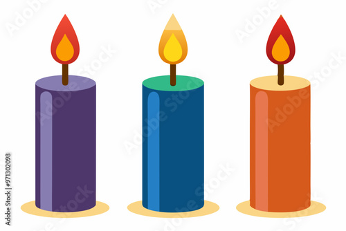 Candles colorful set cartoon Illustration vector