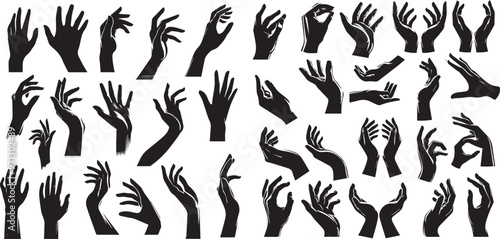 Silhouettes of hands in various positions  vector art