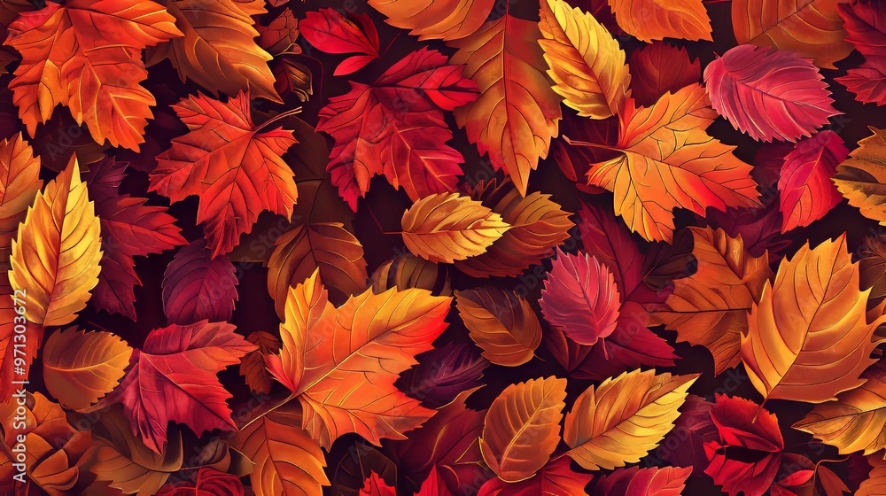 A vibrant tapestry of autumn leaves in hues of red, orange, and gold A vibrant tapestry of autumn leaves in hues of red, orange, and gold