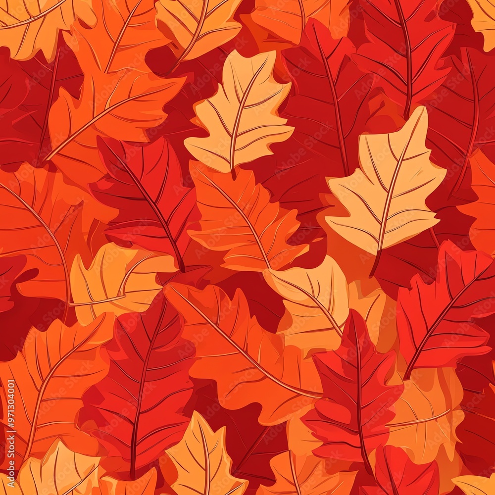 Fototapeta premium Autumnal Maple Leaf Seamless Pattern with Vibrant Orange and Yellow Foliage