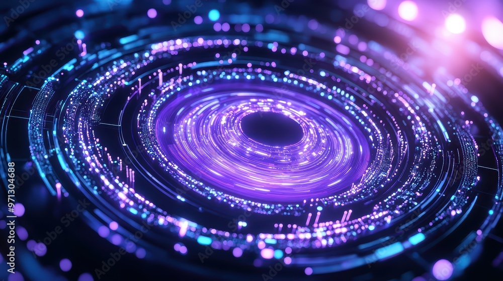 A mesmerizing cosmic swirl of purple light representing a digital vortex in space, evoking mystery and wonder. A mesmerizing cosmic swirl of purple light representing a digital vortex in space, evoking mystery and wonder.