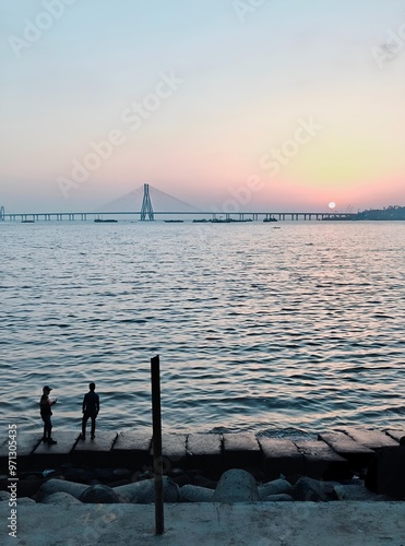 Sunset at Mumbai's Iconic Bandra Worli Sealink Bridge 